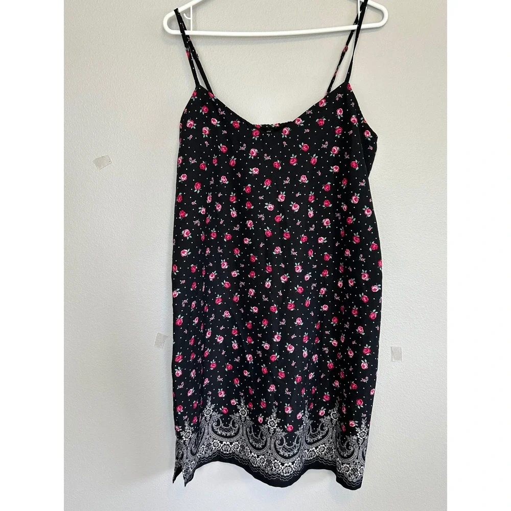 PJ Salvage Rose Print Pajama Set Nightgown & Button Front Sleep Shirt Women M